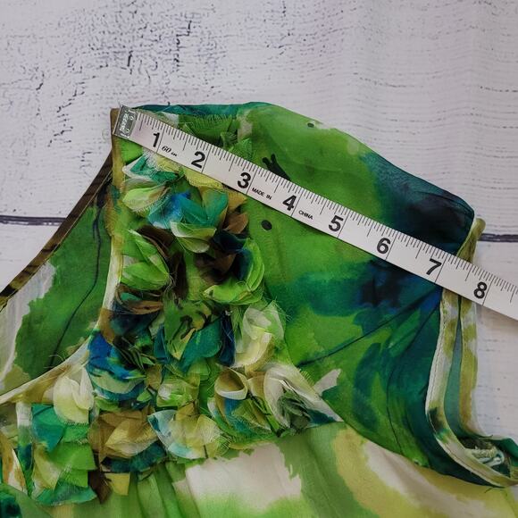 Sundance Size S 100% Silk Watercolor Floral Ruffle Hem Blouse Lined Sheer - Picture 9 of 11